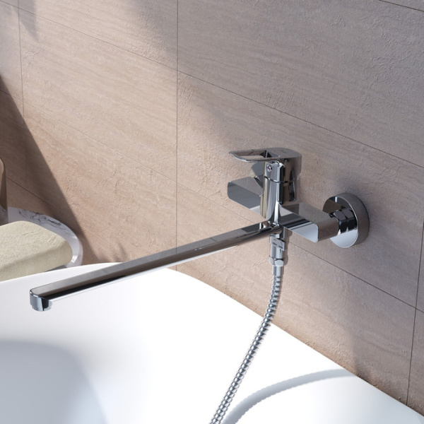 Смеситель для ванны IDDIS Spin с длинным изливом  (SPISBL2i10WA)